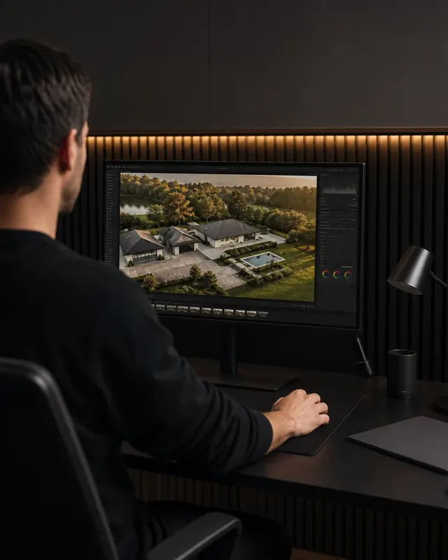 Professional colour and light editing of a property image